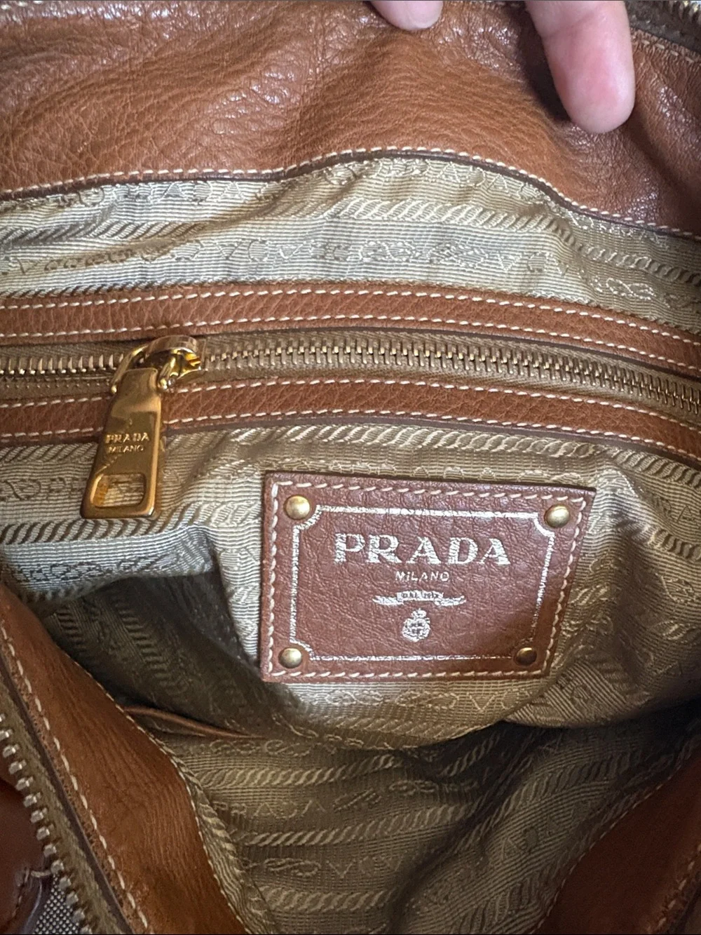Prada handbag with Tan Leather Trim